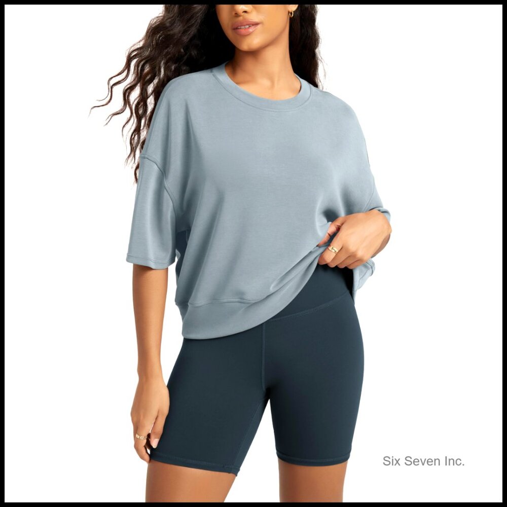 Modal Soft Short Sleeve T-Shirt Oversized Crew Neck Relaxed Pullover